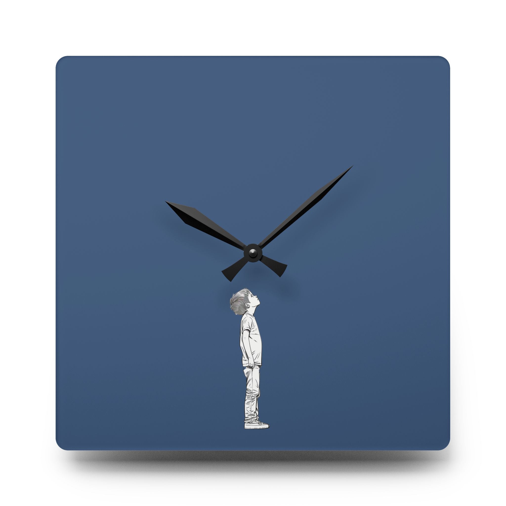 Acrylic Wall Clock Boy Looking Up
