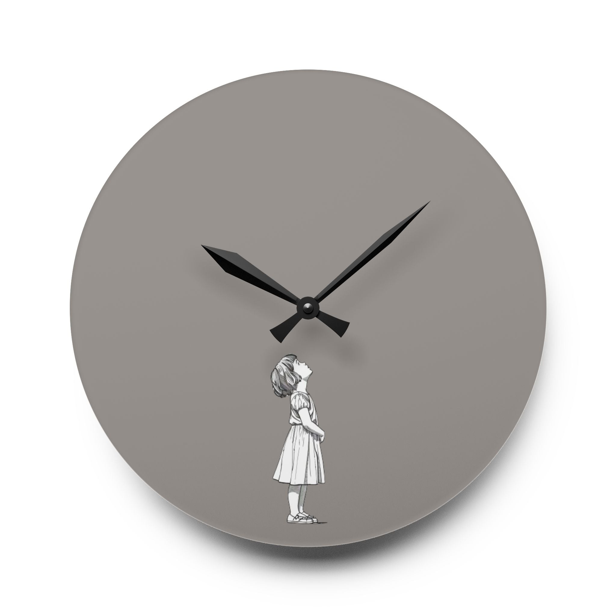 Acrylic Wall Clock Girl Looking Up