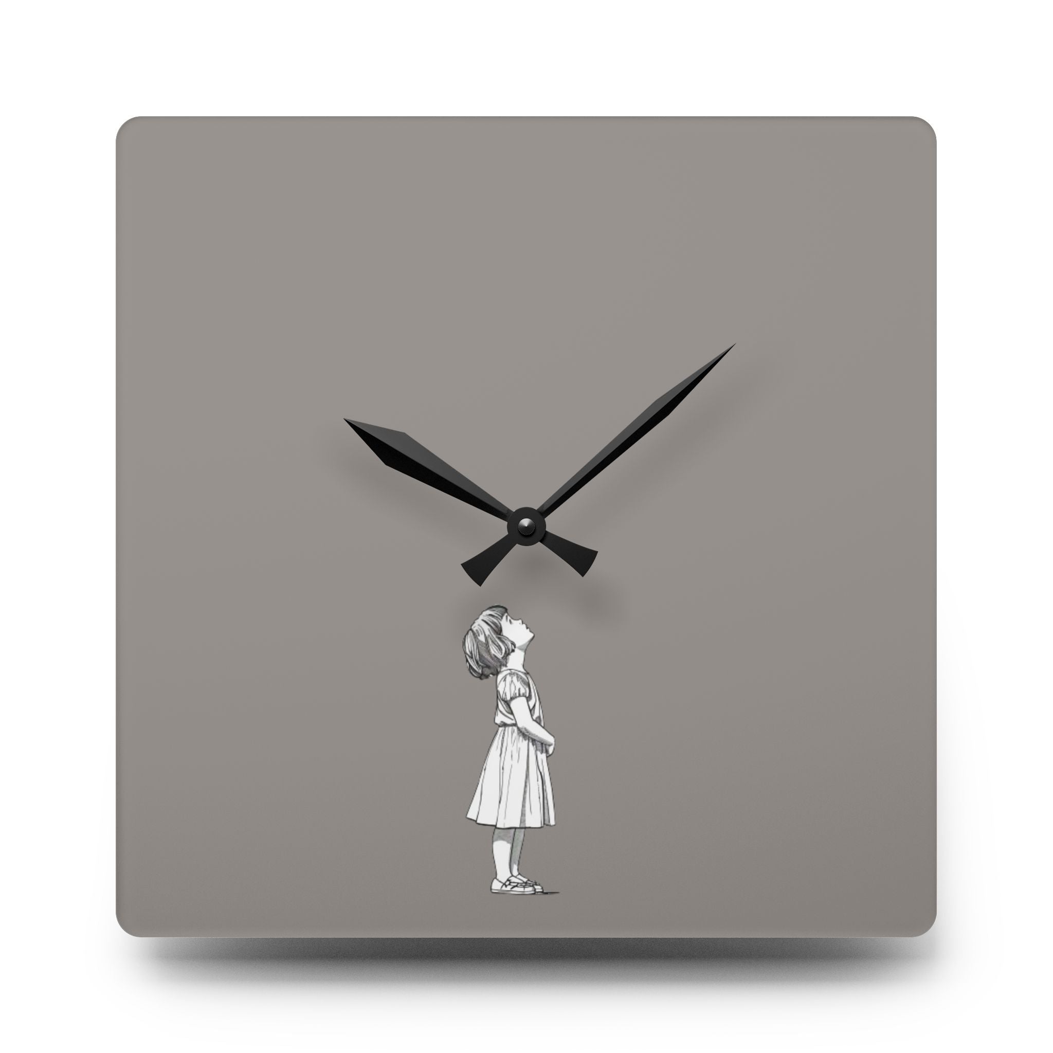 Acrylic Wall Clock Girl Looking Up