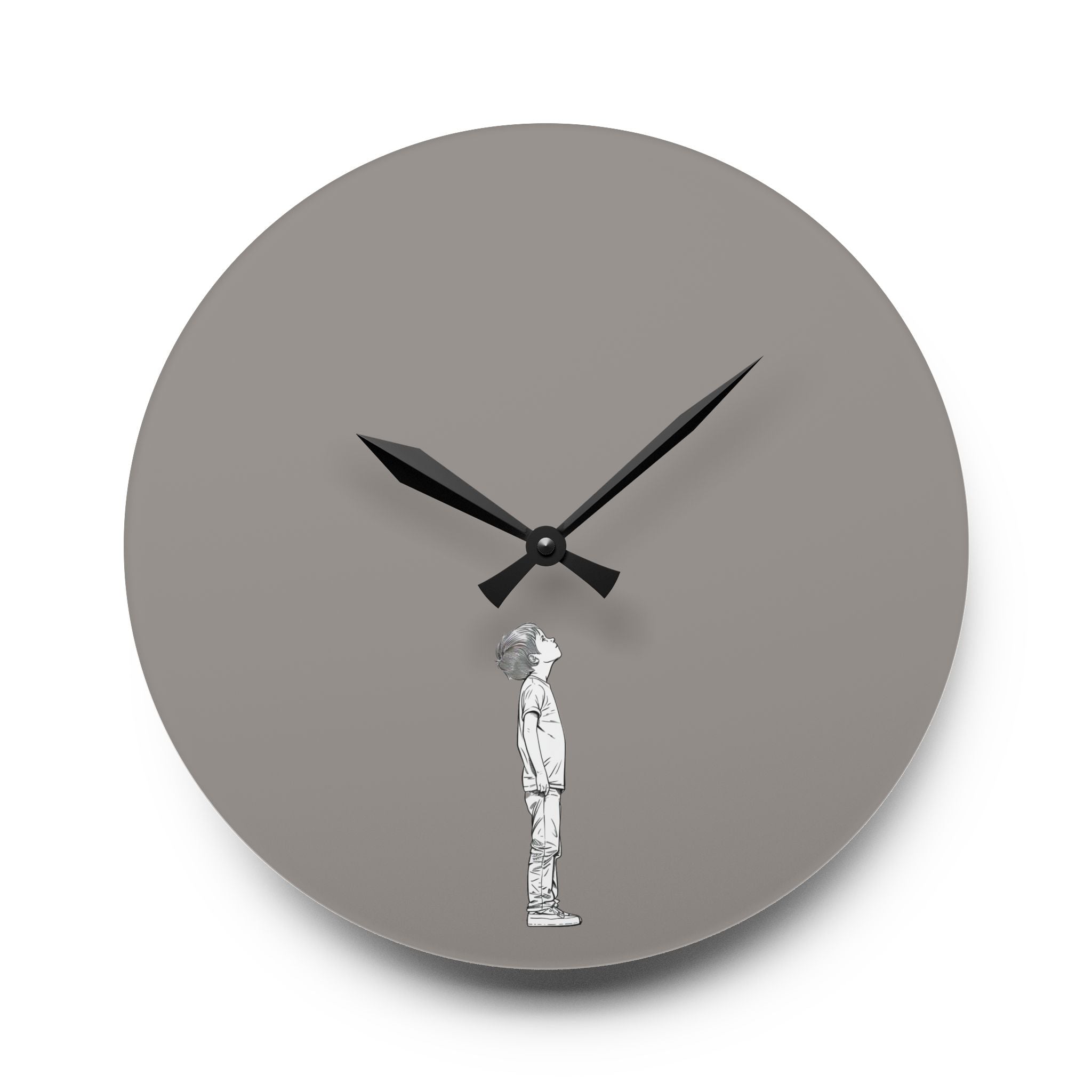 Acrylic Wall Clock Boy Looking Up
