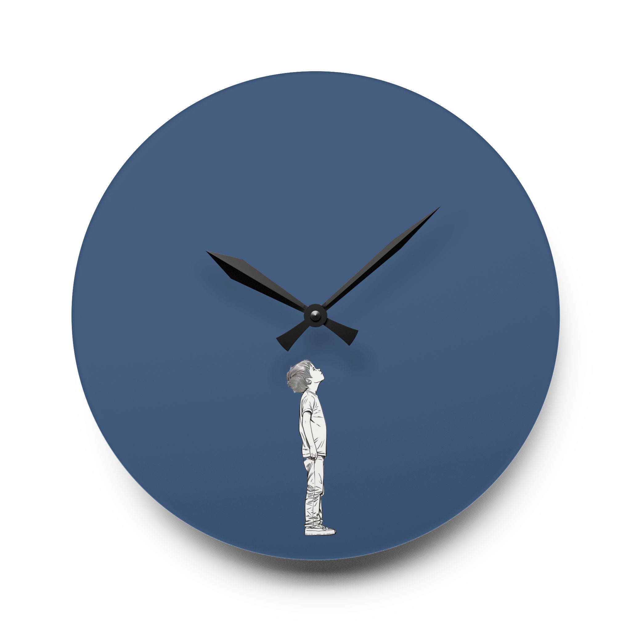 Acrylic Wall Clock Boy Looking Up