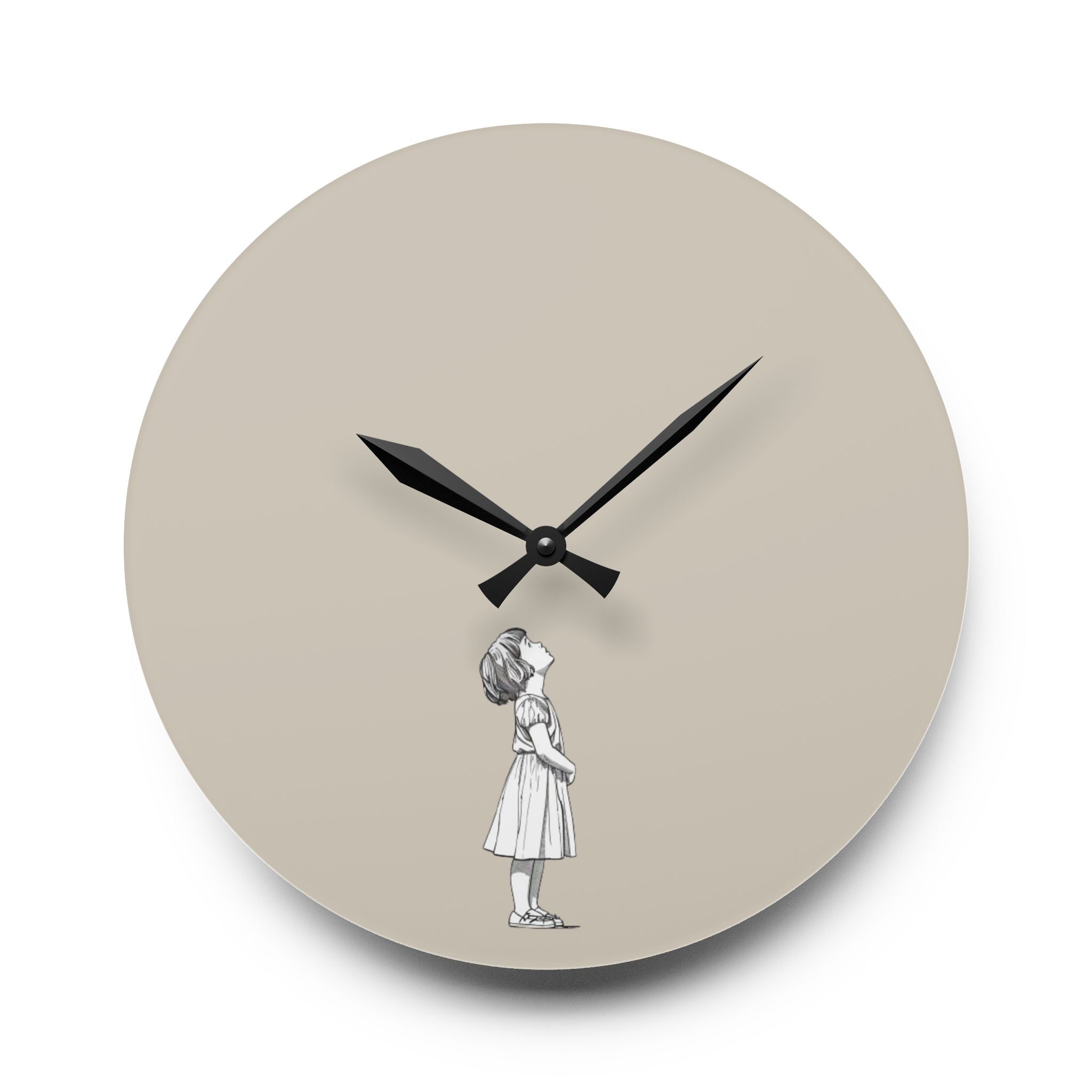 Acrylic Wall Clock Girl Looking Up