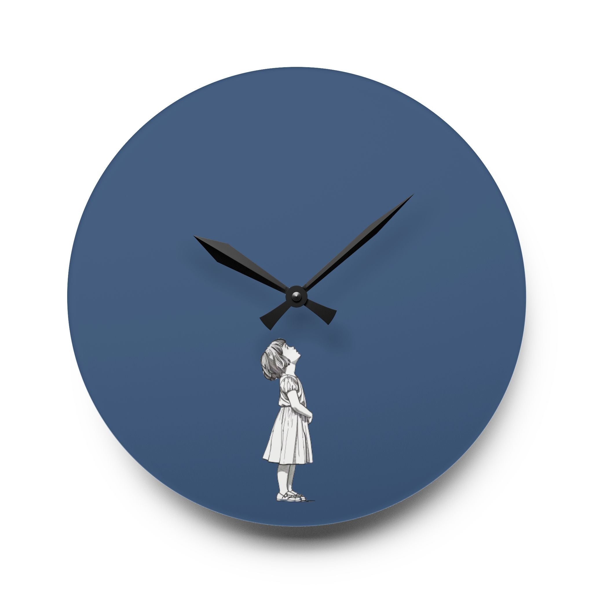 Acrylic Wall Clock Girl Looking Up