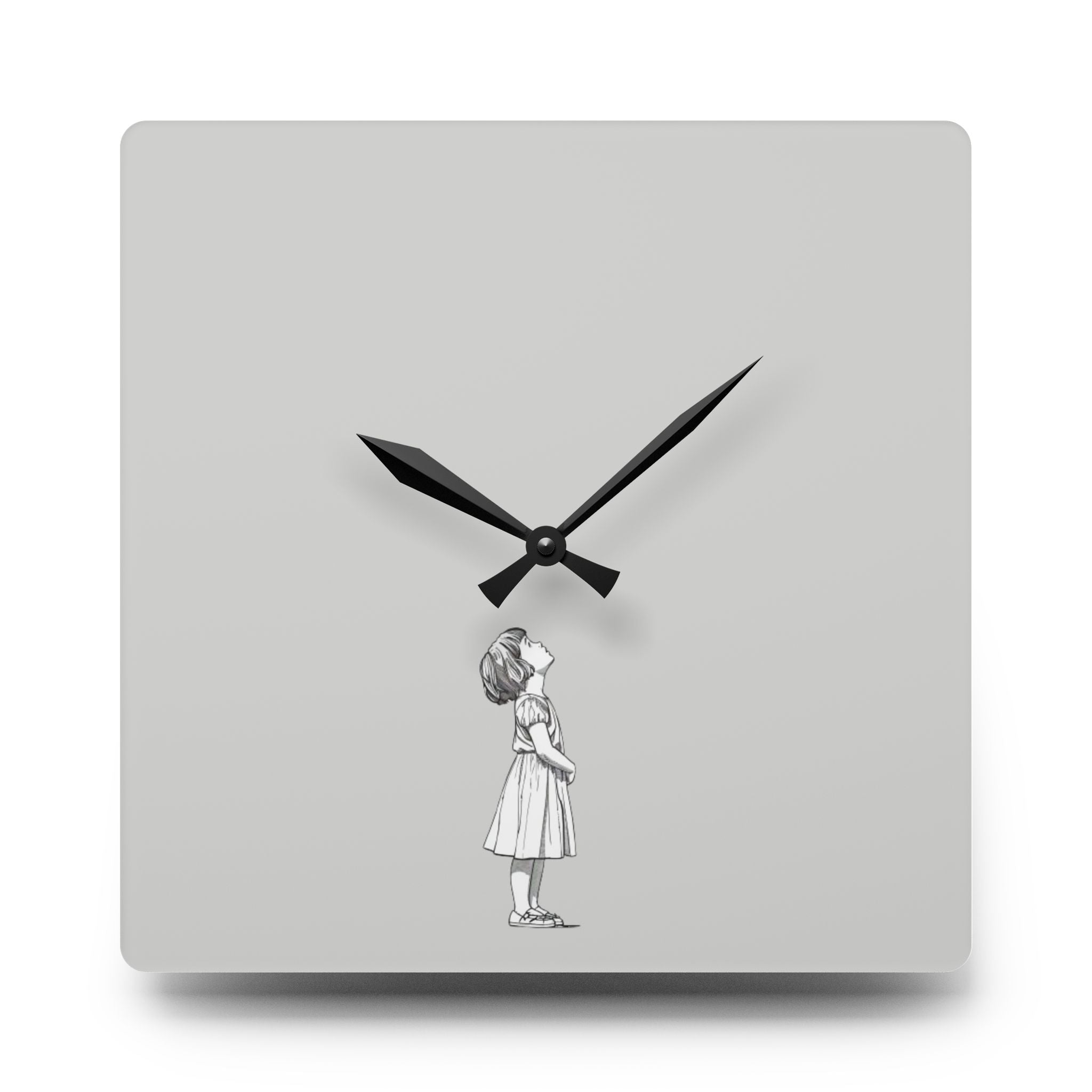 Acrylic Wall Clock Girl Looking Up