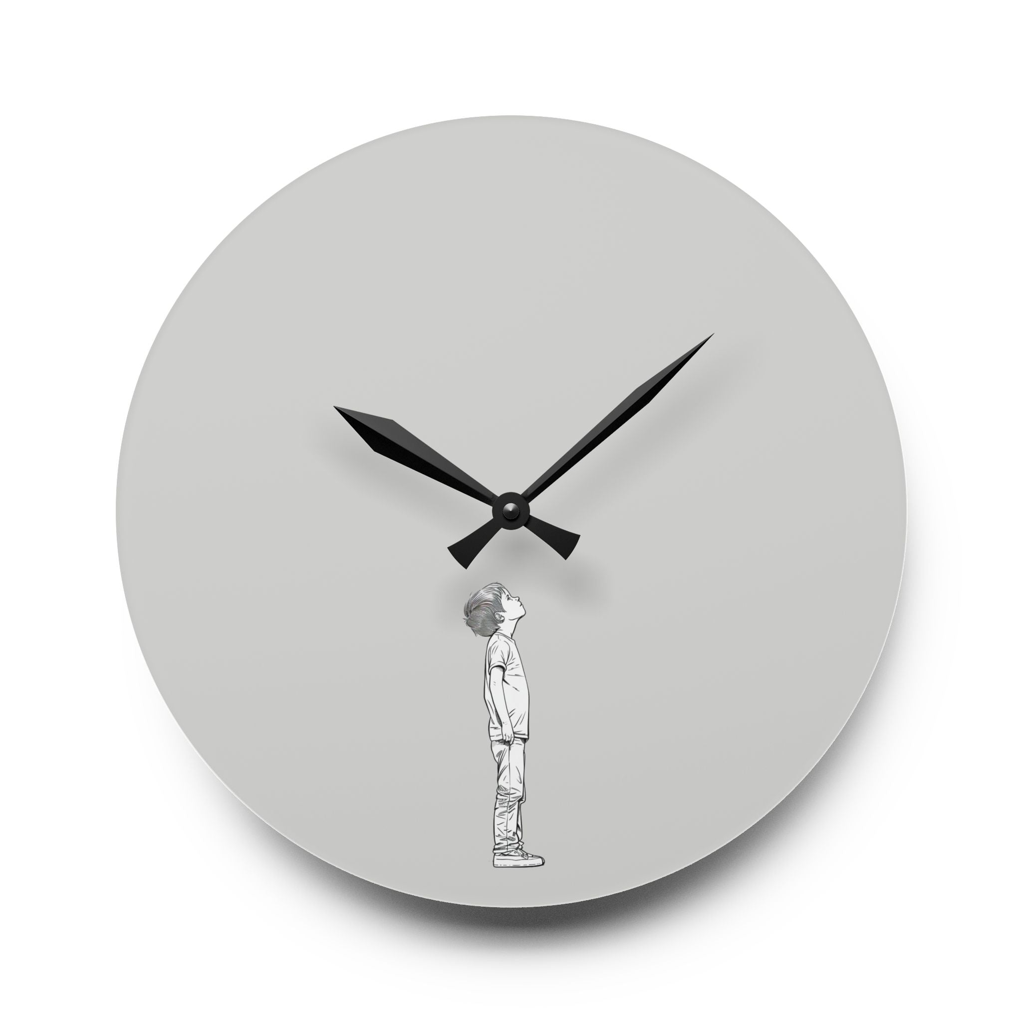 Acrylic Wall Clock Boy Looking Up