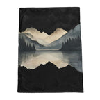 Velvet and Sherpa Fleece Luxury Throw - Mirrored Mountains