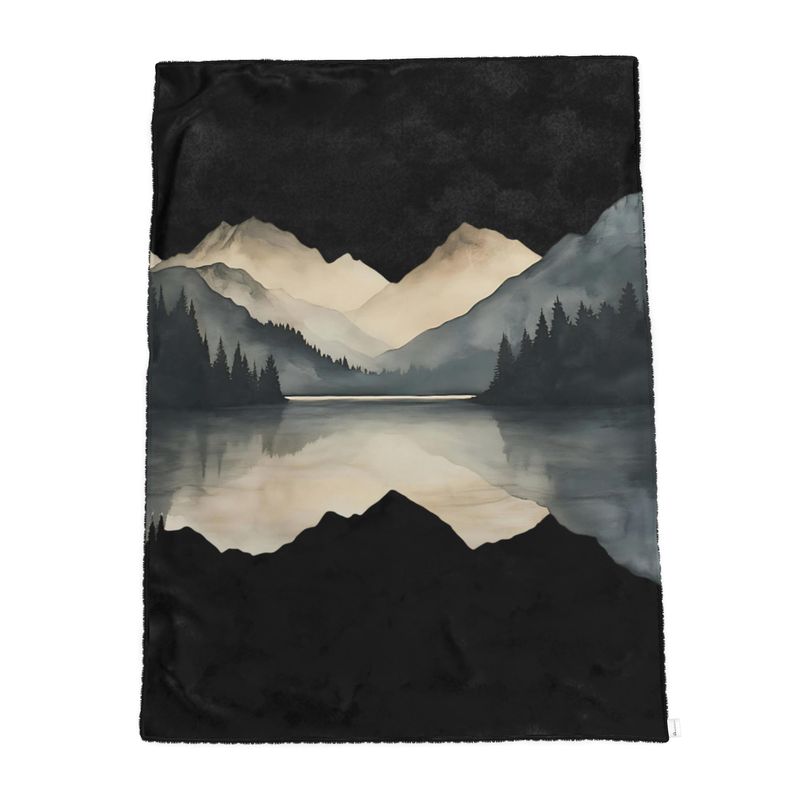 Velvet and Sherpa Fleece Luxury Throw - Mirrored Mountains