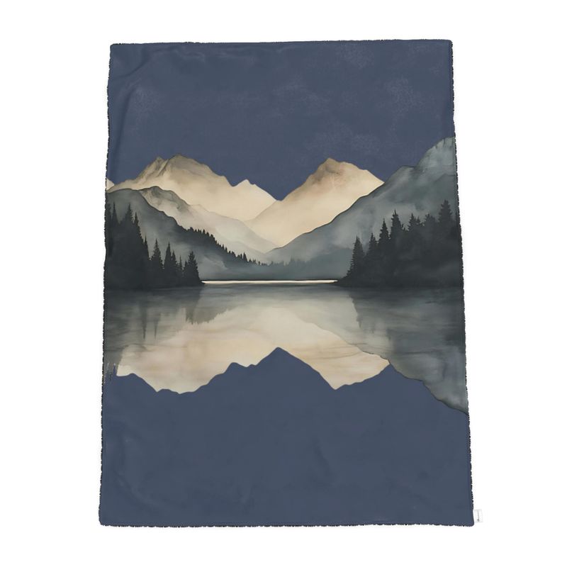 Velvet and Sherpa Fleece Luxury Throw - Mirrored Mountains