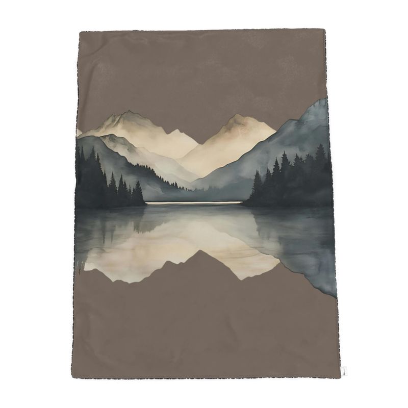 Velvet and Sherpa Fleece Luxury Throw - Mirrored Mountains