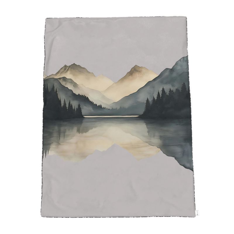 Velvet and Sherpa Fleece Luxury Throw - Mirrored Mountains