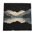 Velvet and Sherpa Fleece Luxury Throw - Mirrored Mountains