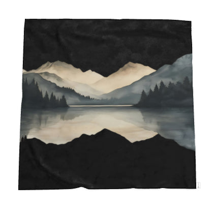 Velvet and Sherpa Fleece Luxury Throw - Mirrored Mountains