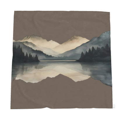 Velvet and Sherpa Fleece Luxury Throw - Mirrored Mountains