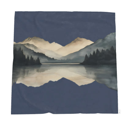 Velvet and Sherpa Fleece Luxury Throw - Mirrored Mountains