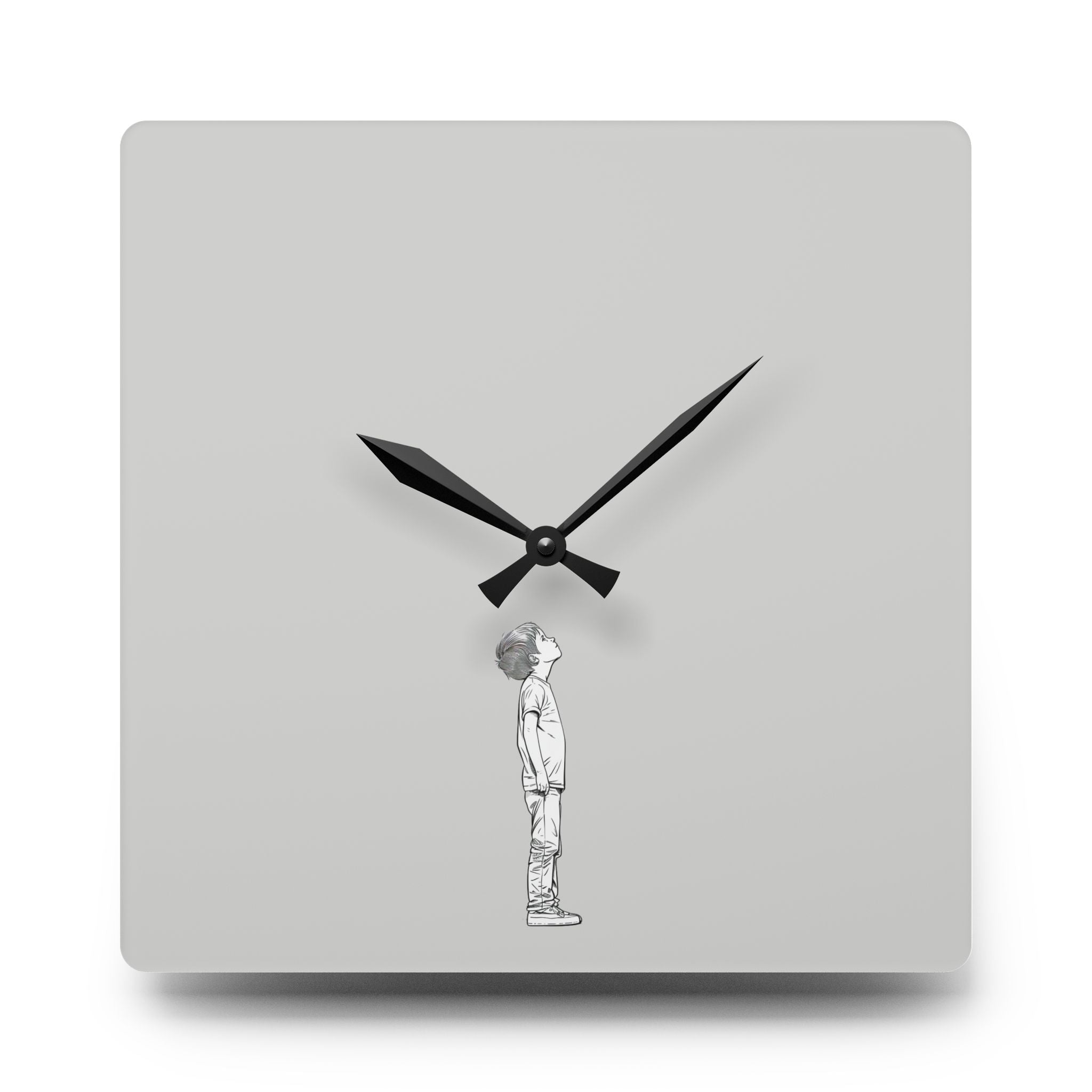 Acrylic Wall Clock Boy Looking Up