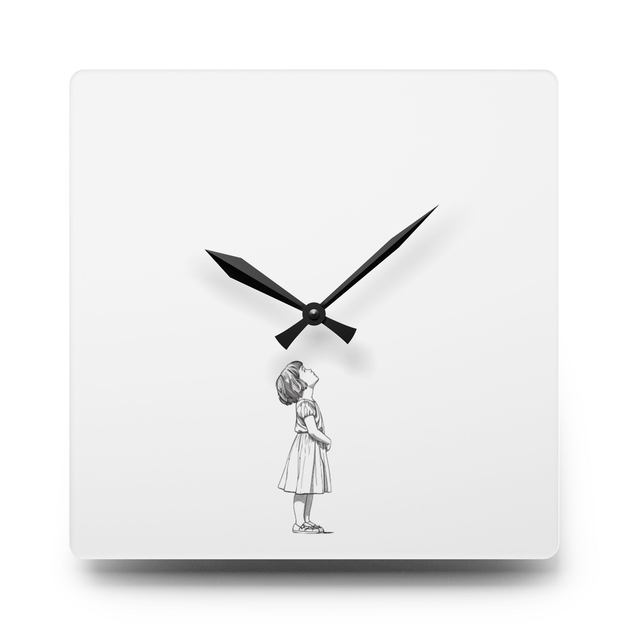 Acrylic Wall Clock Girl Looking Up