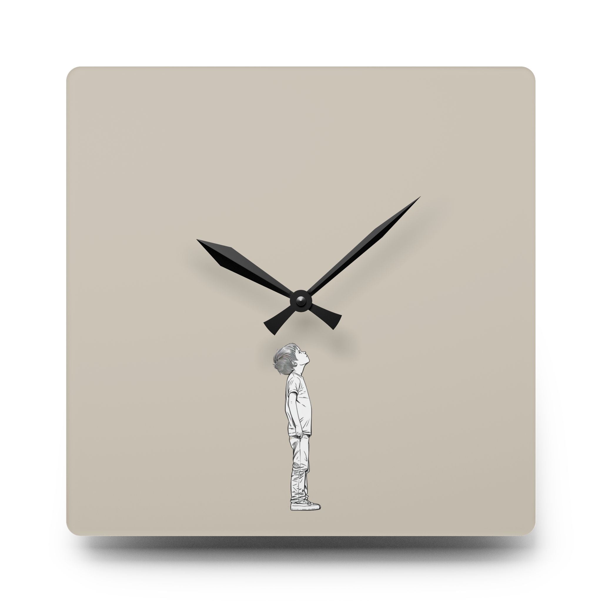 Acrylic Wall Clock Boy Looking Up