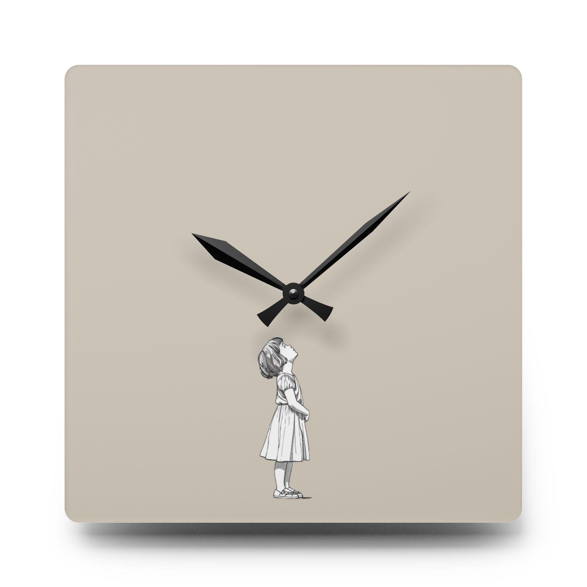 Acrylic Wall Clock Girl Looking Up