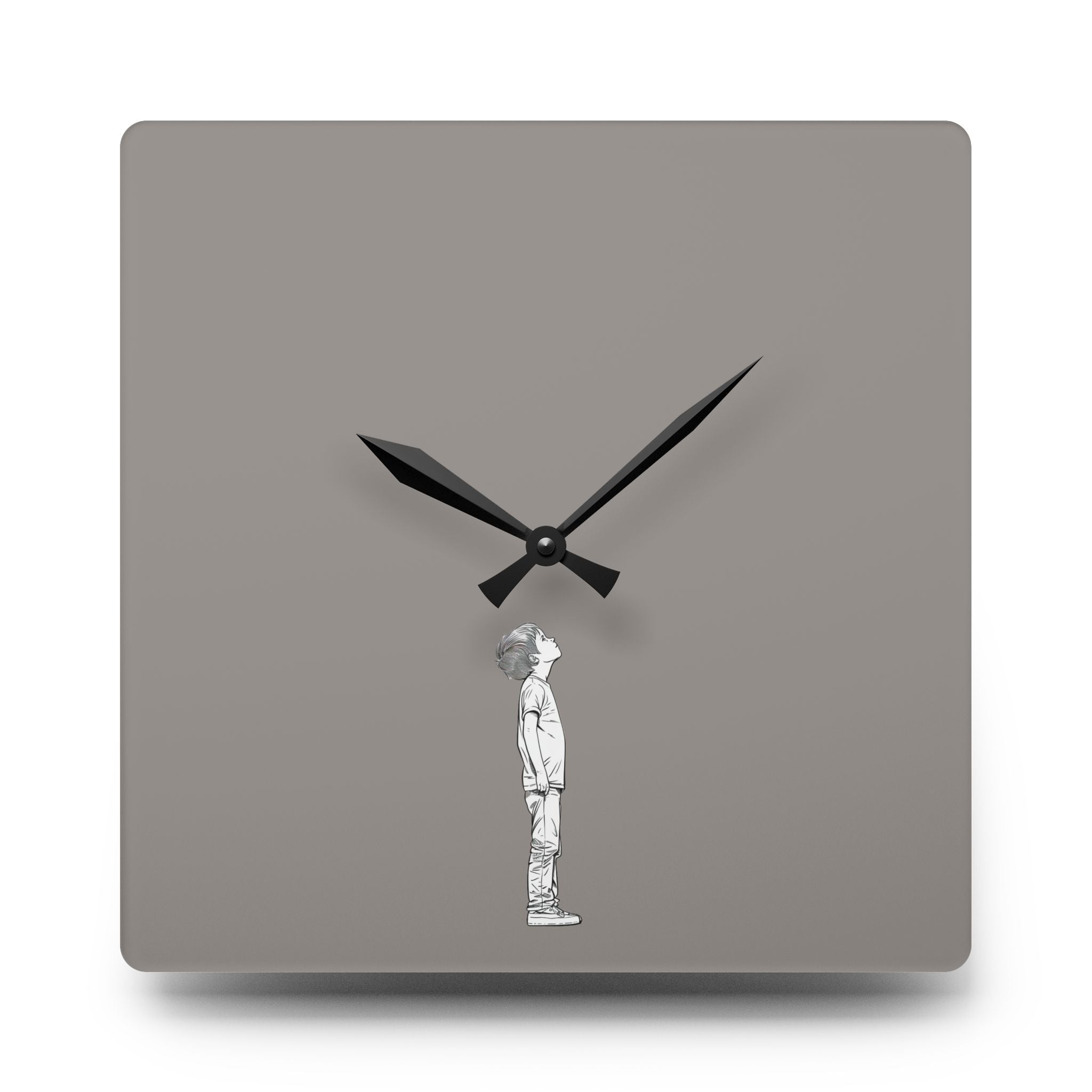 Acrylic Wall Clock Boy Looking Up