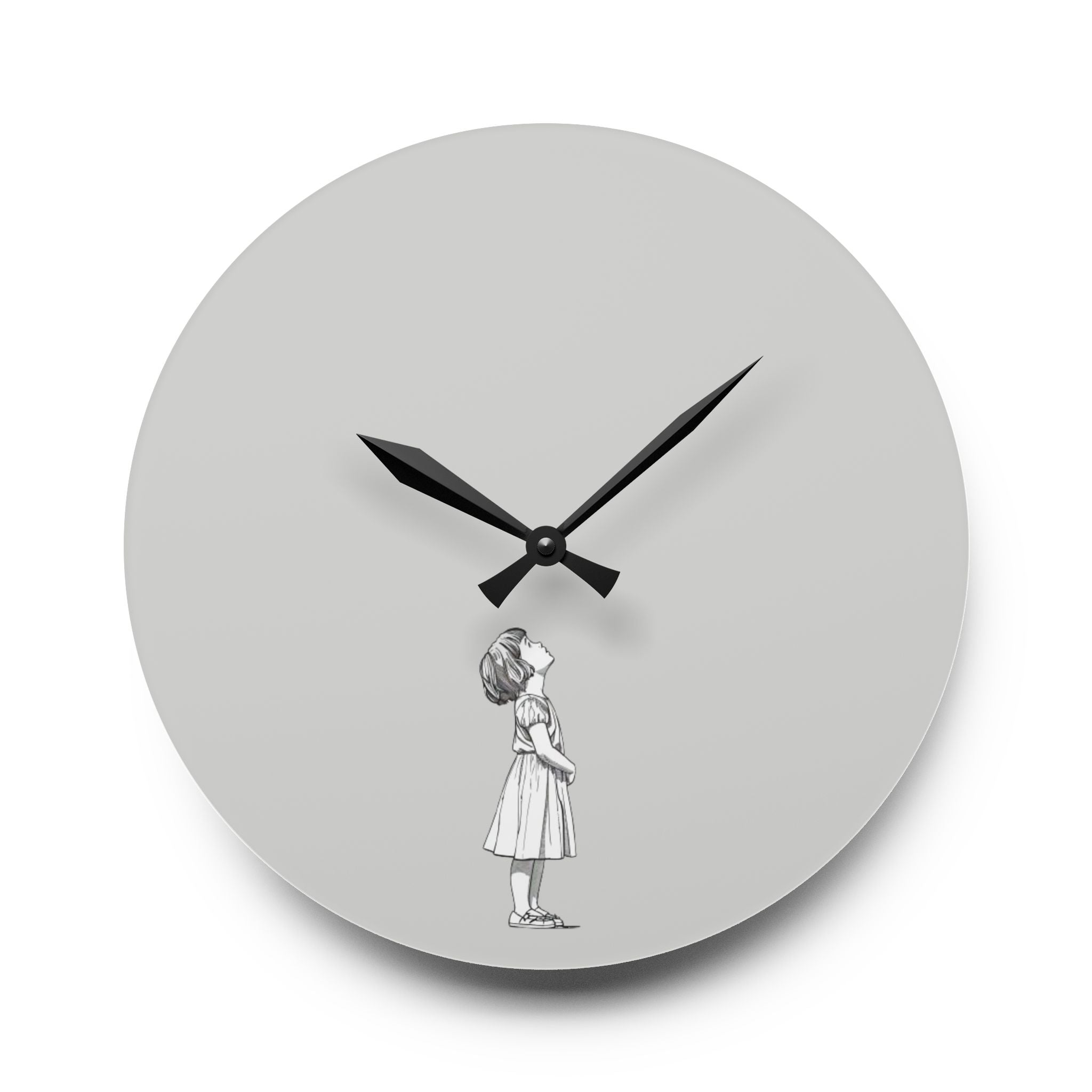 Acrylic Wall Clock Girl Looking Up