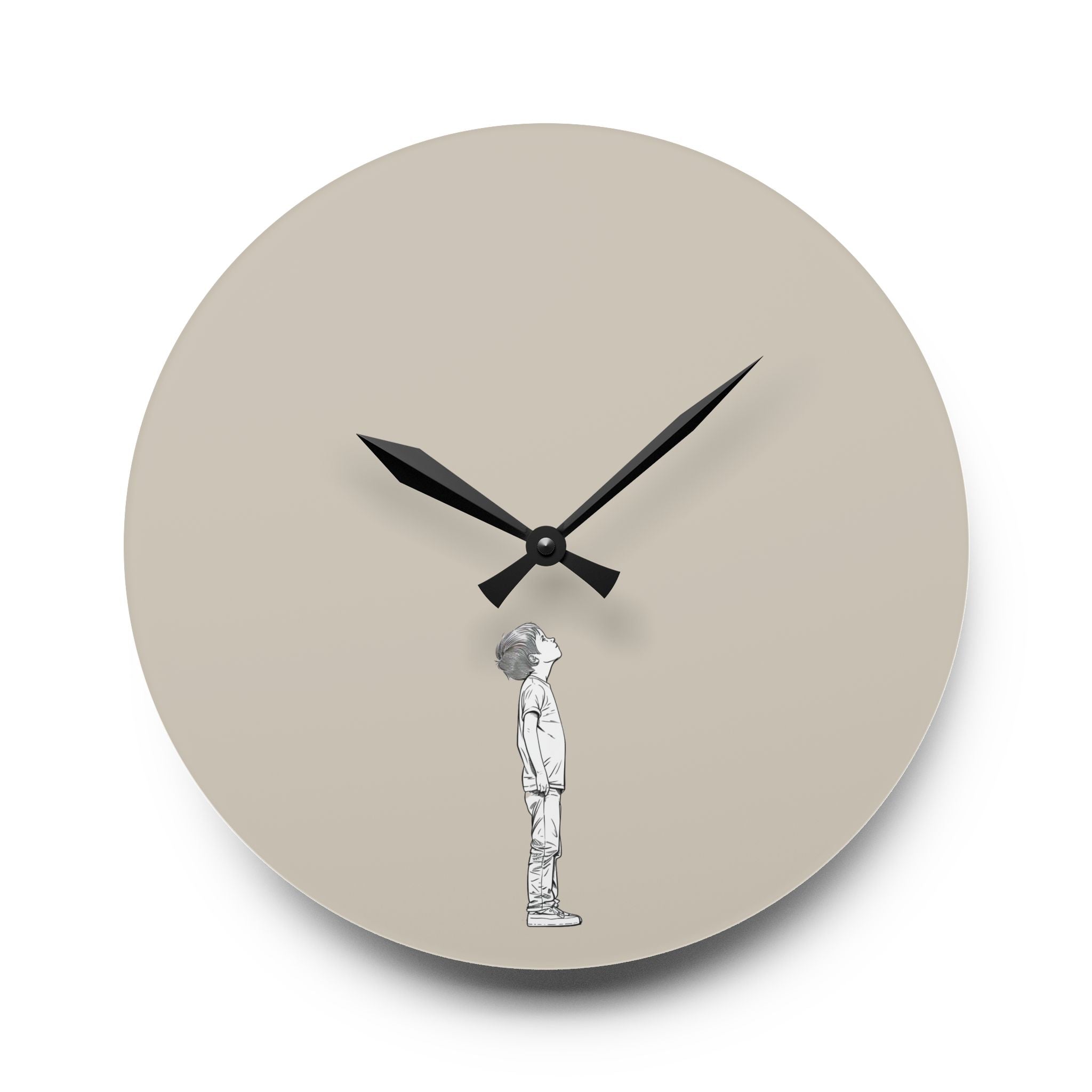Acrylic Wall Clock Boy Looking Up