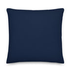 Back view of the cushion, showing the solid blue fabric.