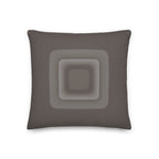 Brown cushion featuring a unique abstract speaker design on a white background, printed on both sides.