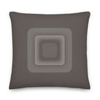 Brown cushion featuring a unique abstract speaker design on a white background, printed on both sides.