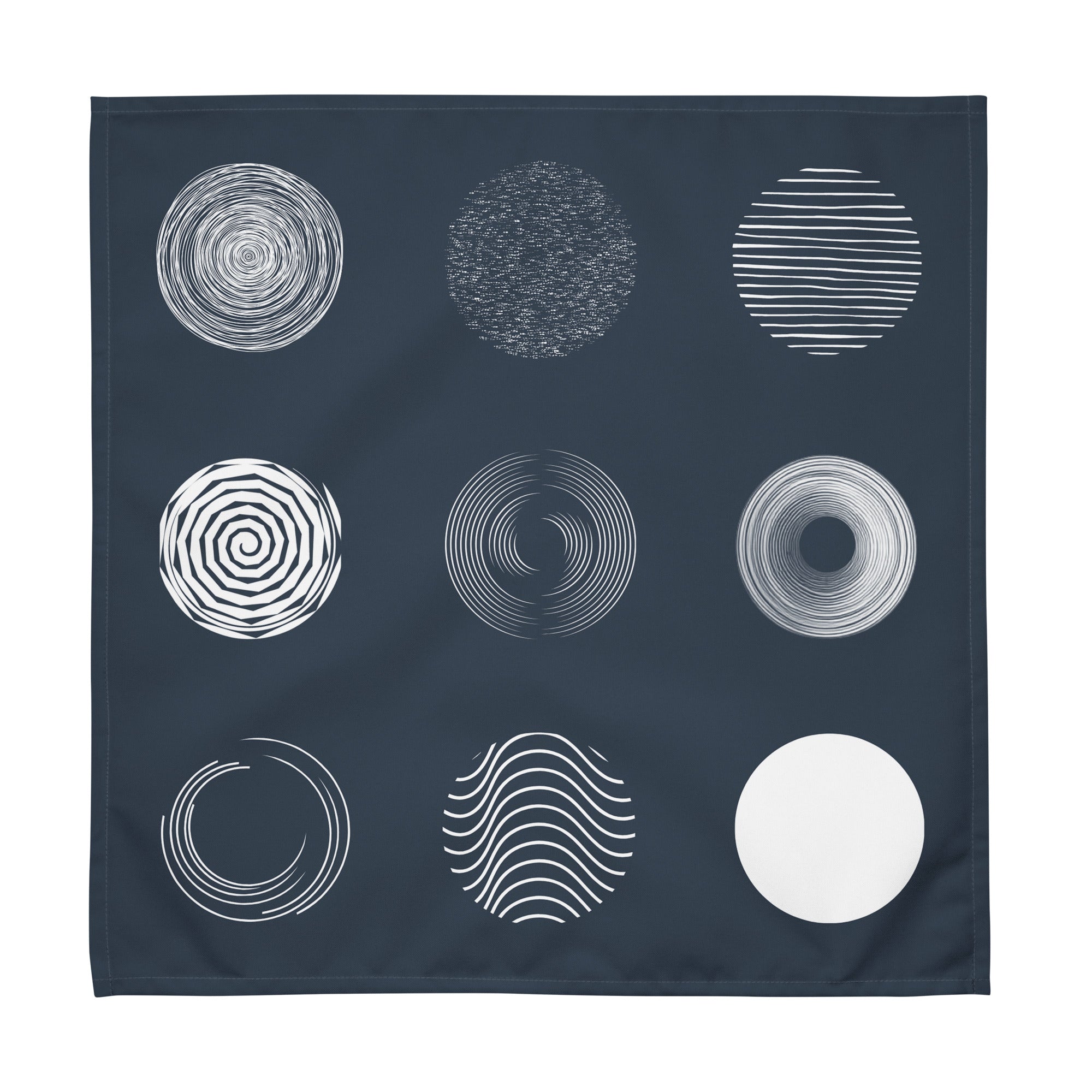 Blue cotton napkins featuring a modern nine-circle pattern