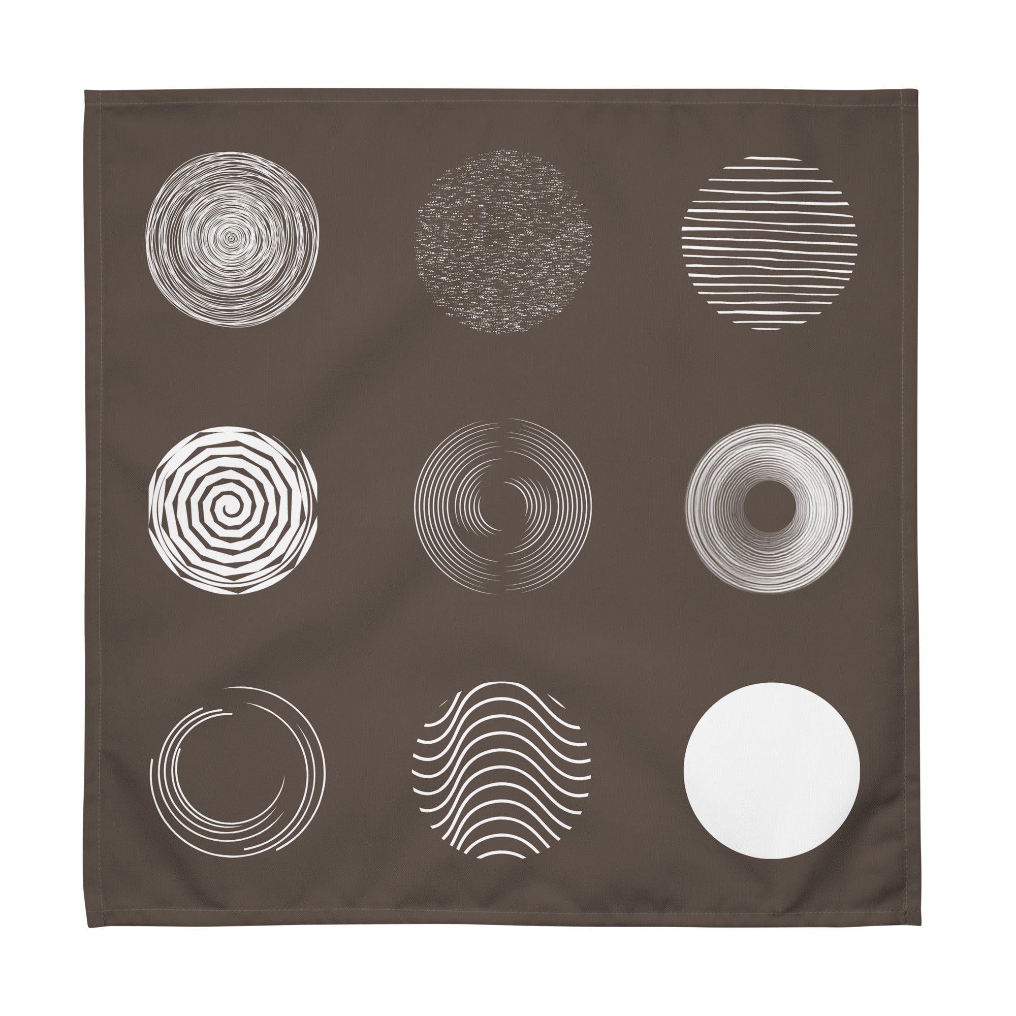 Brown cotton napkins featuring a modern nine-circle pattern