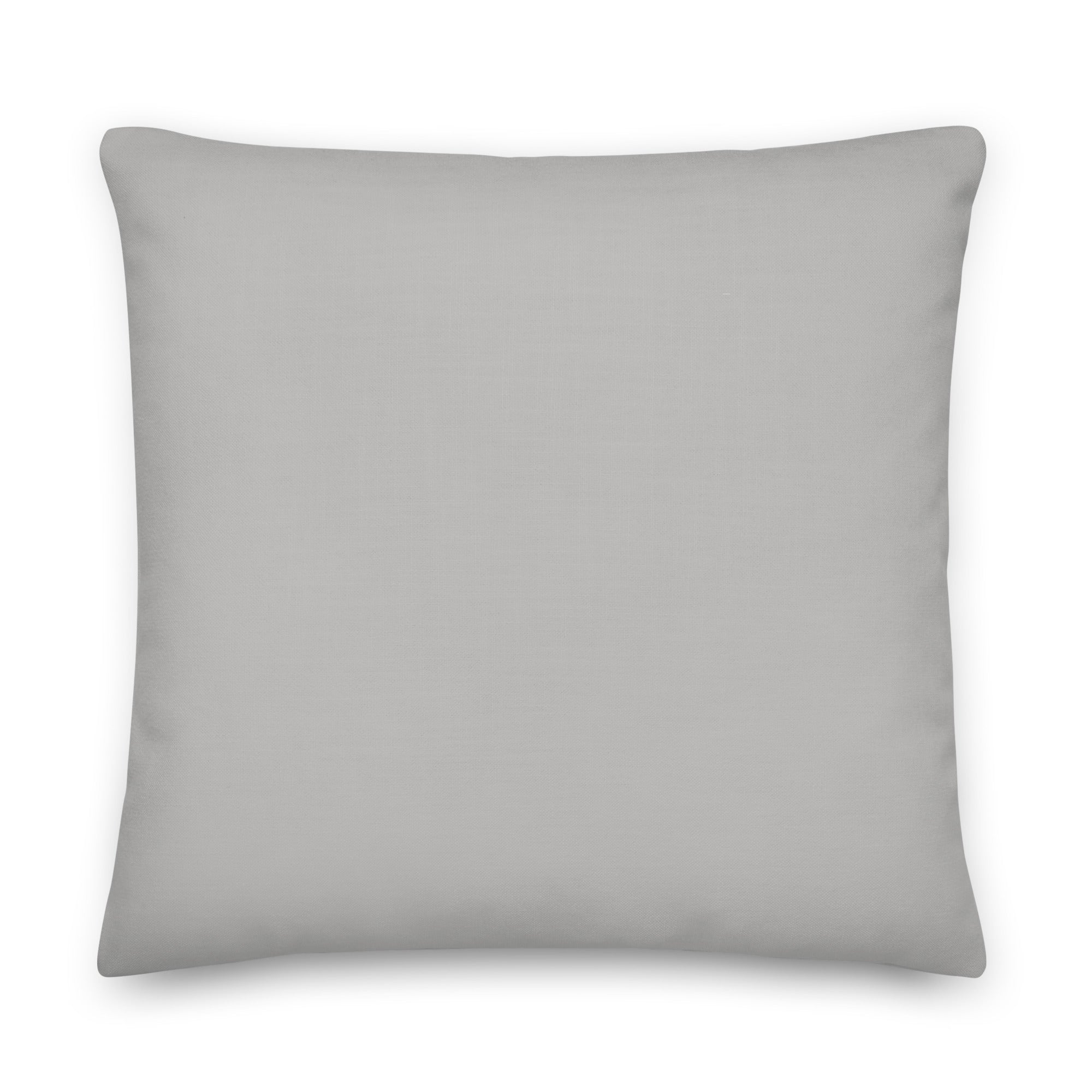 Back view of the cushion, showing the solid grey fabric.