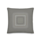 Grey cushion featuring a unique abstract speaker design on a white background, printed on both sides.