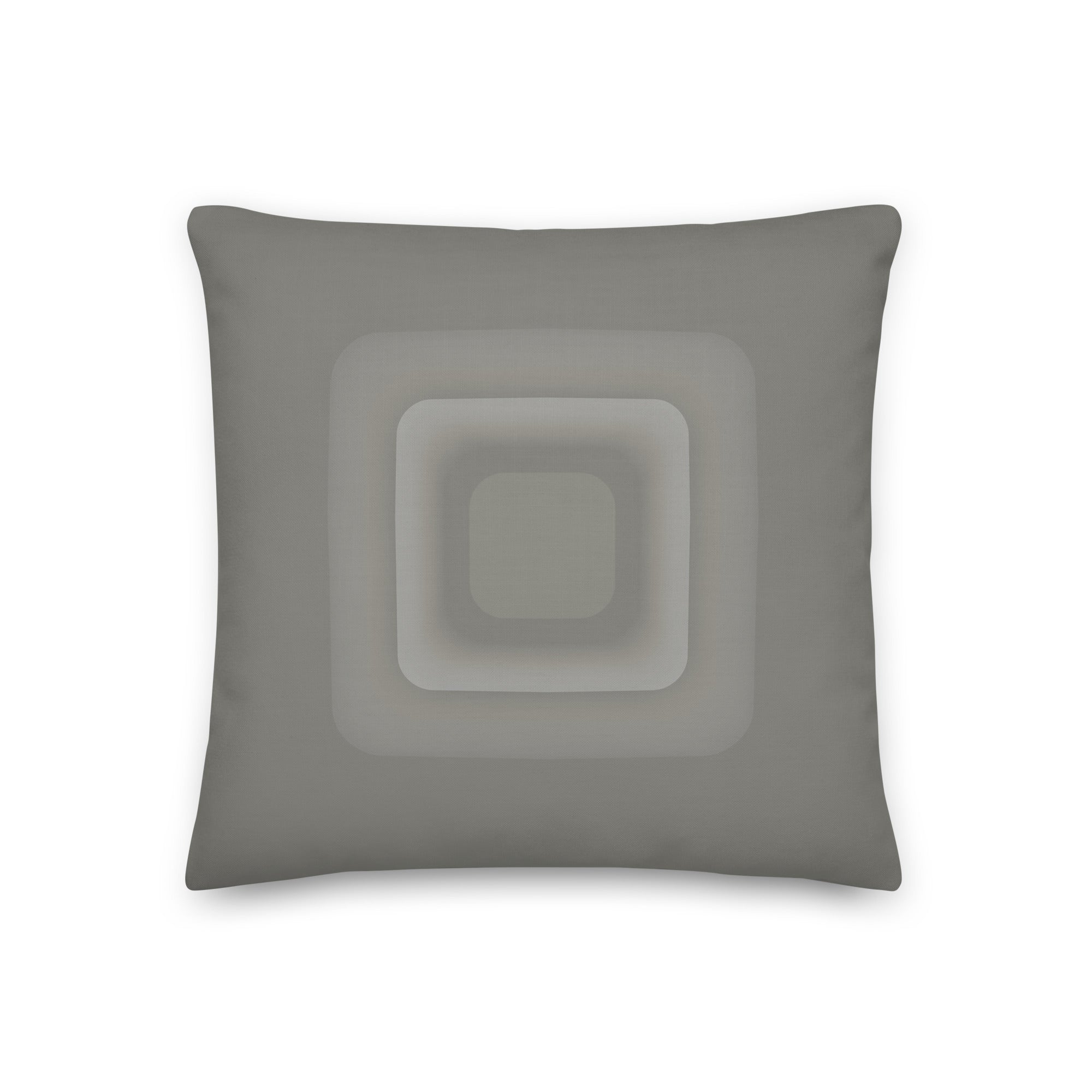 Grey cushion featuring a unique abstract speaker design on a white background, printed on both sides.