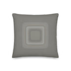 Grey cushion featuring a unique abstract speaker design on a white background, printed on both sides.