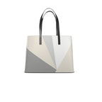 Large Handmade Leather Tote Bag - Modern Geometric