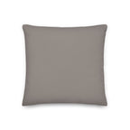 Back view of the cushion, showing the solid grey fabric.
