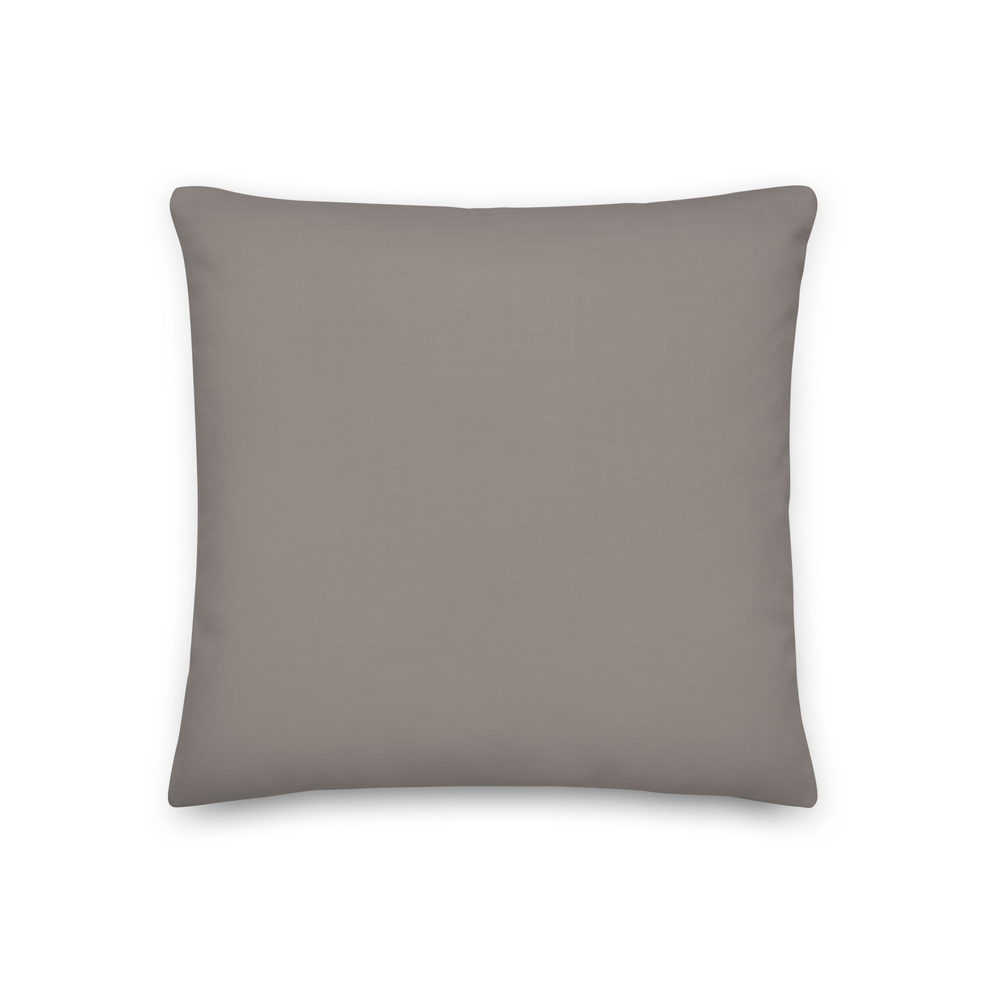 Back view of the cushion, showing the solid grey fabric.