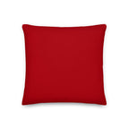 Back view of the cushion, showing the solid red fabric.