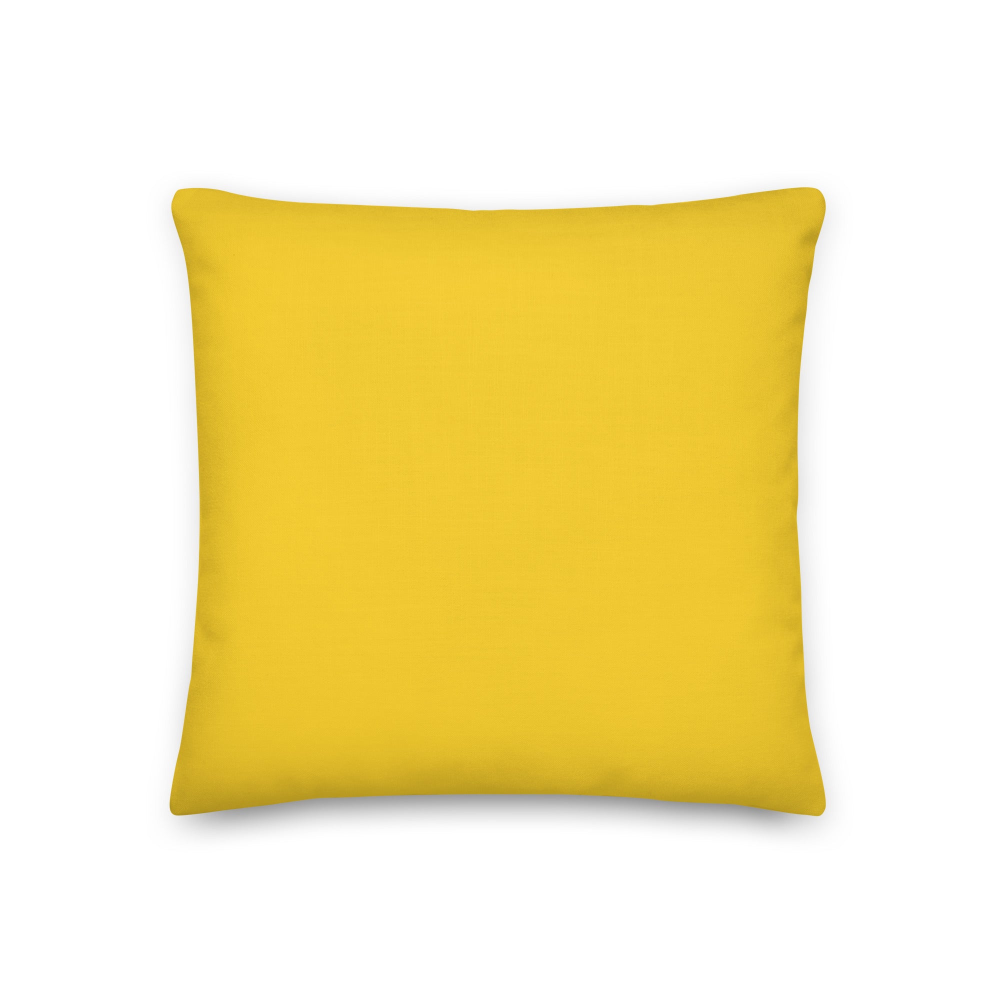 Back view of the cushion, showing the solid yellow fabric.