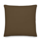 Back view of the cushion, showing the solid brown fabric.