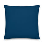 Back view of the cushion, showing the solid blue fabric.