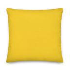 Back view of the cushion, showing the solid yellow fabric.