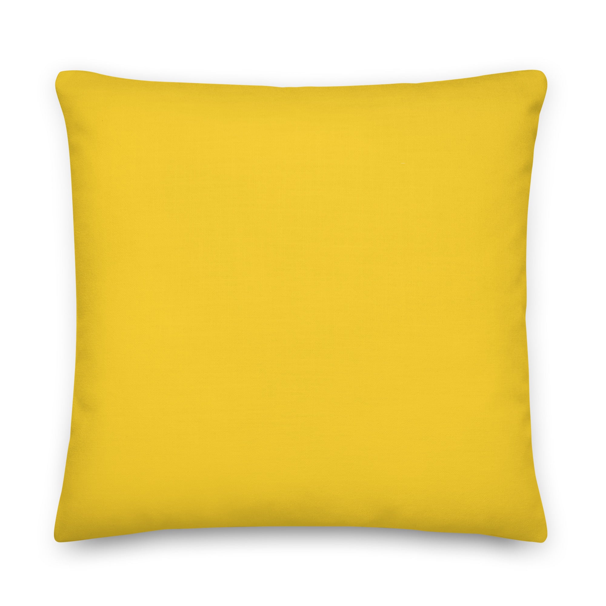 Back view of the cushion, showing the solid yellow fabric.